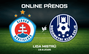 ONLINE: Slovan Bratislava - Celje Liga mistrů play-off 19. 8. 2026