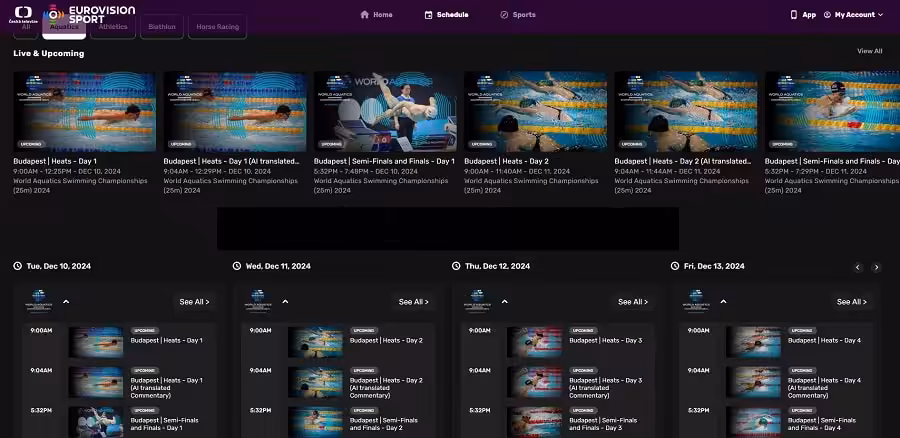 Eurovision Sport – bezplatná internetová televize. Které sporty se zde vysílají zdarma? 3 MS v plavání na Eurovision Sport