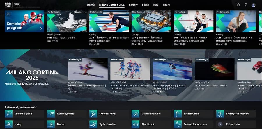 Kde sledovat ZOH 2026 live – TV přenosy, live streamy, online v mobilu 2 ZOH 2026 na HBO Max