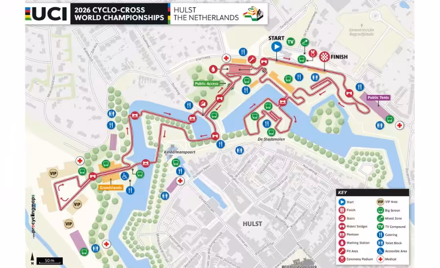 MS cyklokros 2026 Hulst - program, mapa tratě, nominace ČR, výsledky a live přenosy 2 Mapa tratě na MS v cyklokrosu 2026