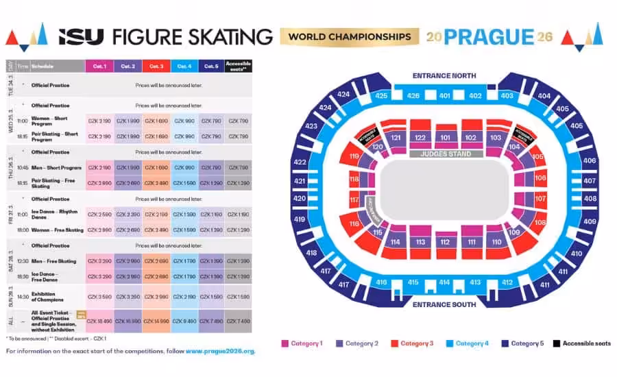 MS v krasobruslení 2026 Praha - program, disciplíny, výsledky, Češi, live přenos 2 MS krasobruslení 2026 vstupenky