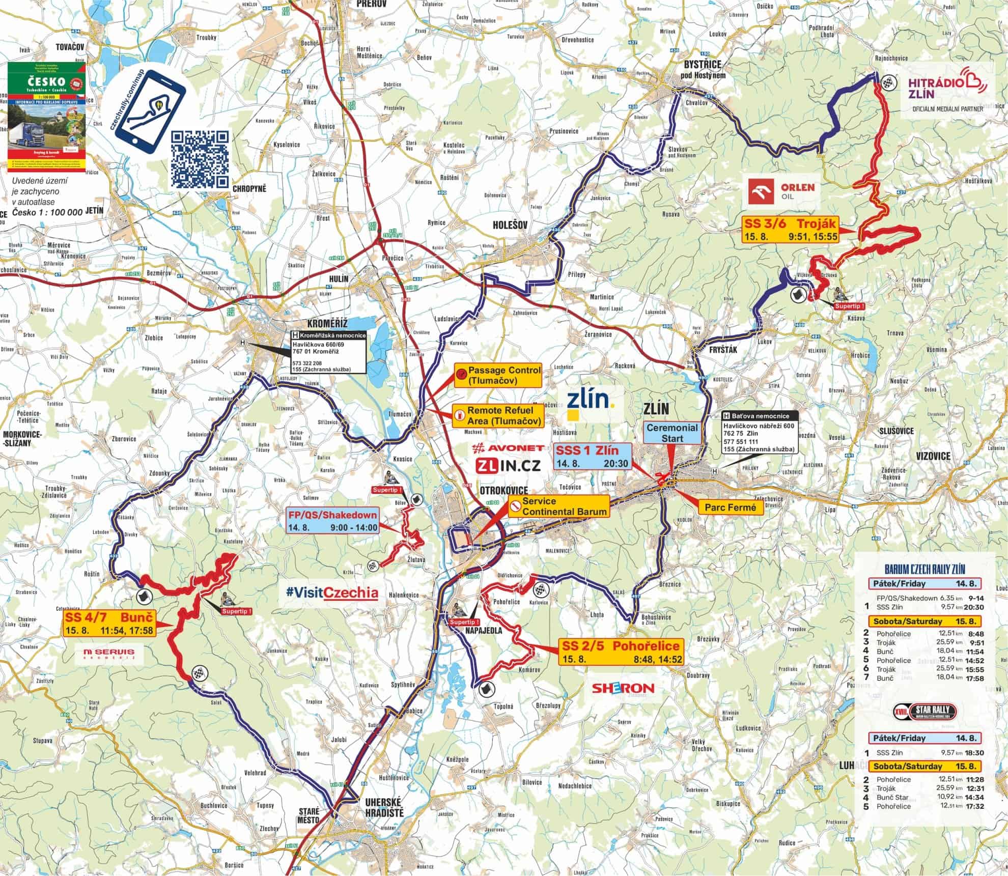 Barum Rally 2026: výsledky, mapa, program a kde sledovat živě 3 Mapy Barum Rally Zlín 2026 #1
