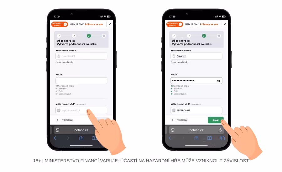 Betano promo kód návod