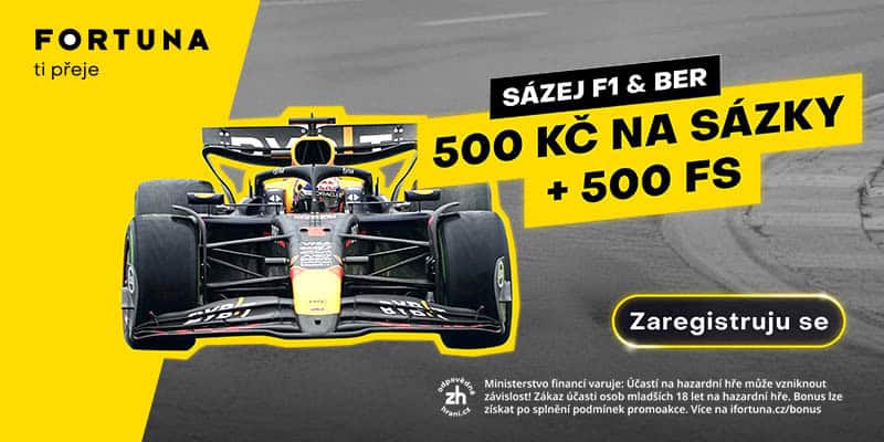 Fortuna F1 bonus 500 Kč + 500 FS