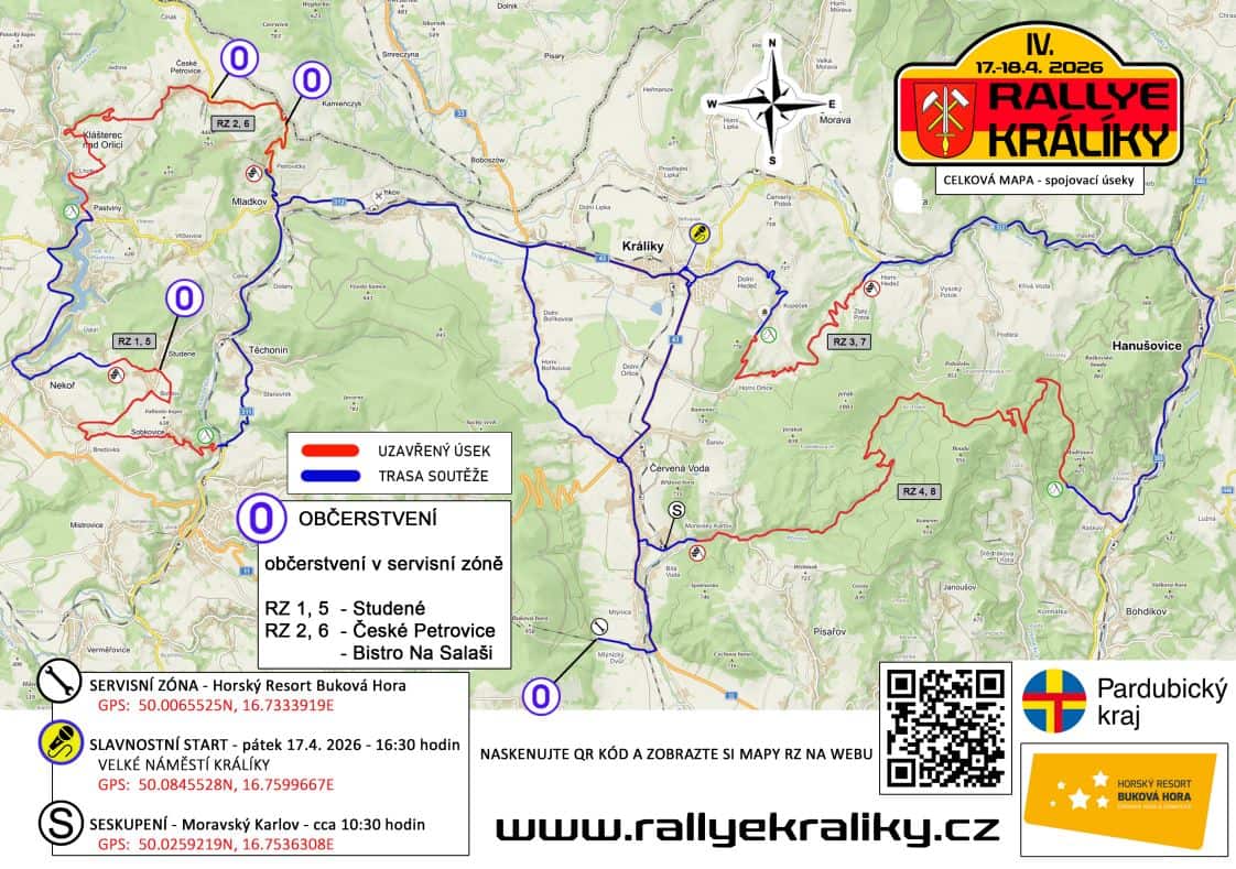 Mapa rally Králíky 2026