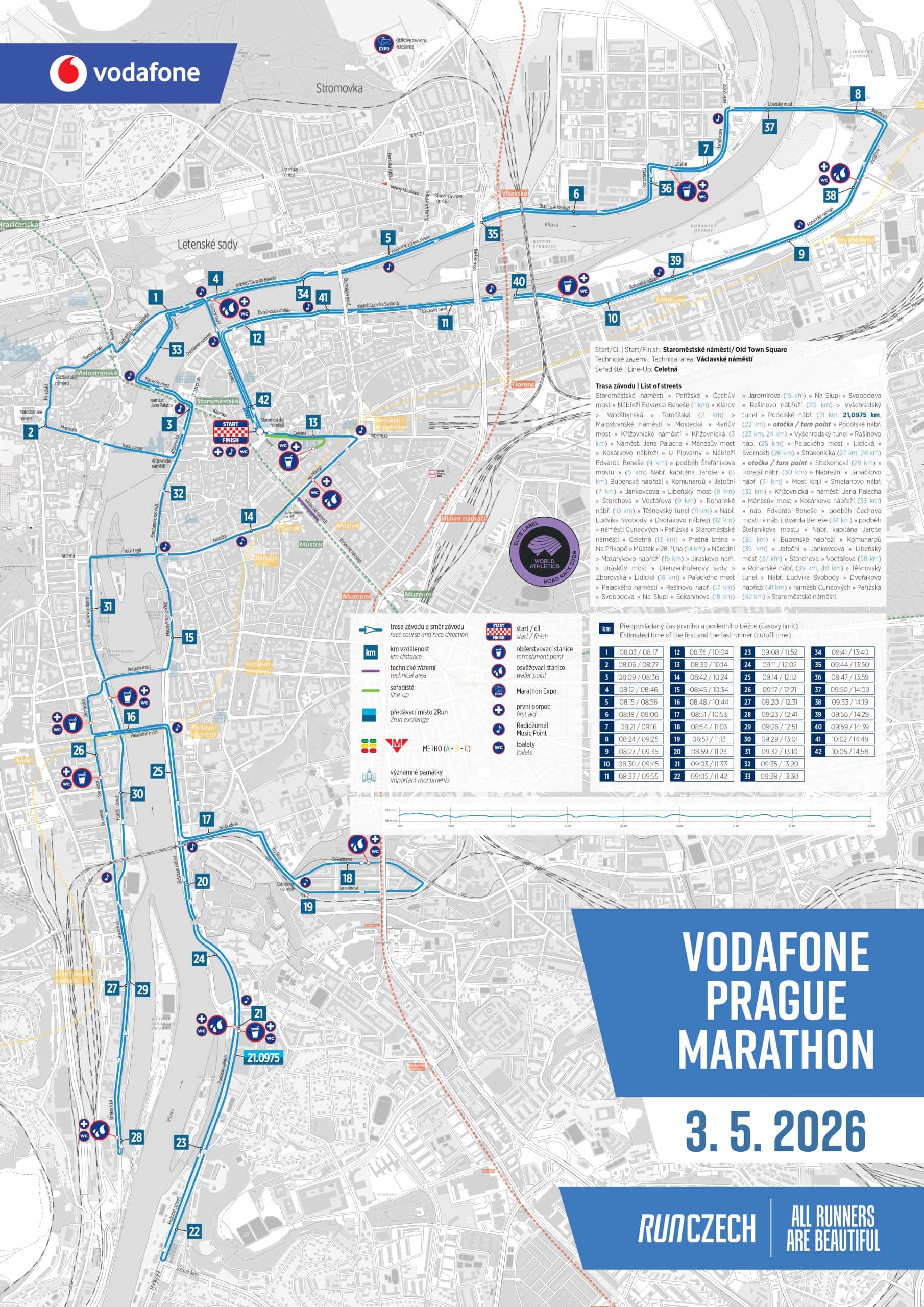 Maraton Praha dnes |3.5.| program a výsledky závodu, trasa, dopravní omezení 3 Maraton Praha dnes mapa trati