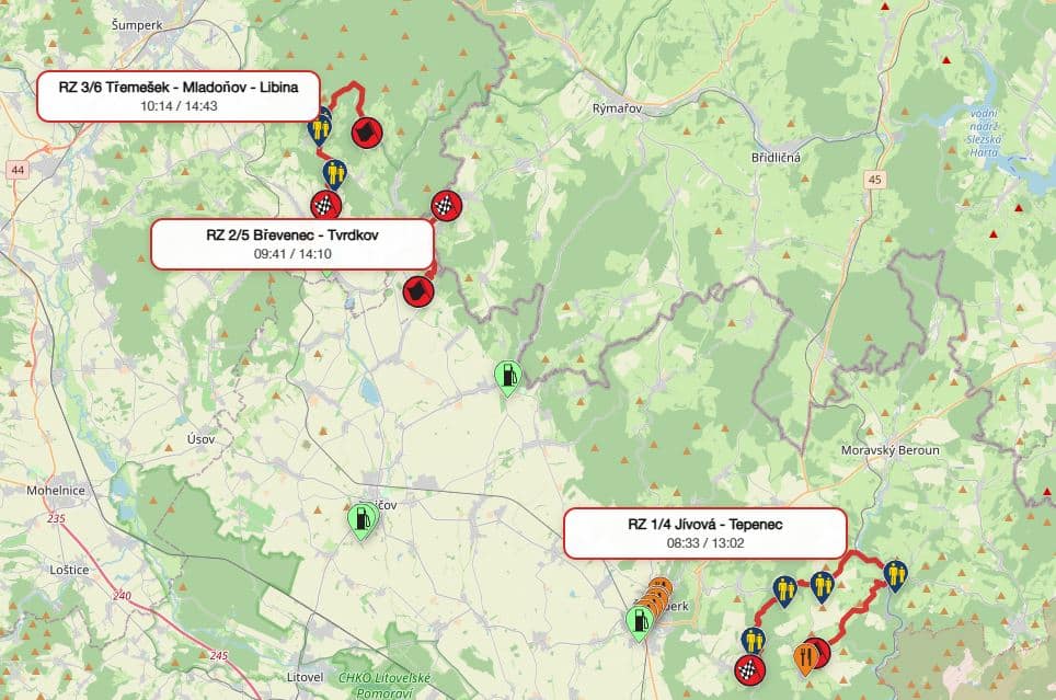 Rally Morava mapa tras 2026