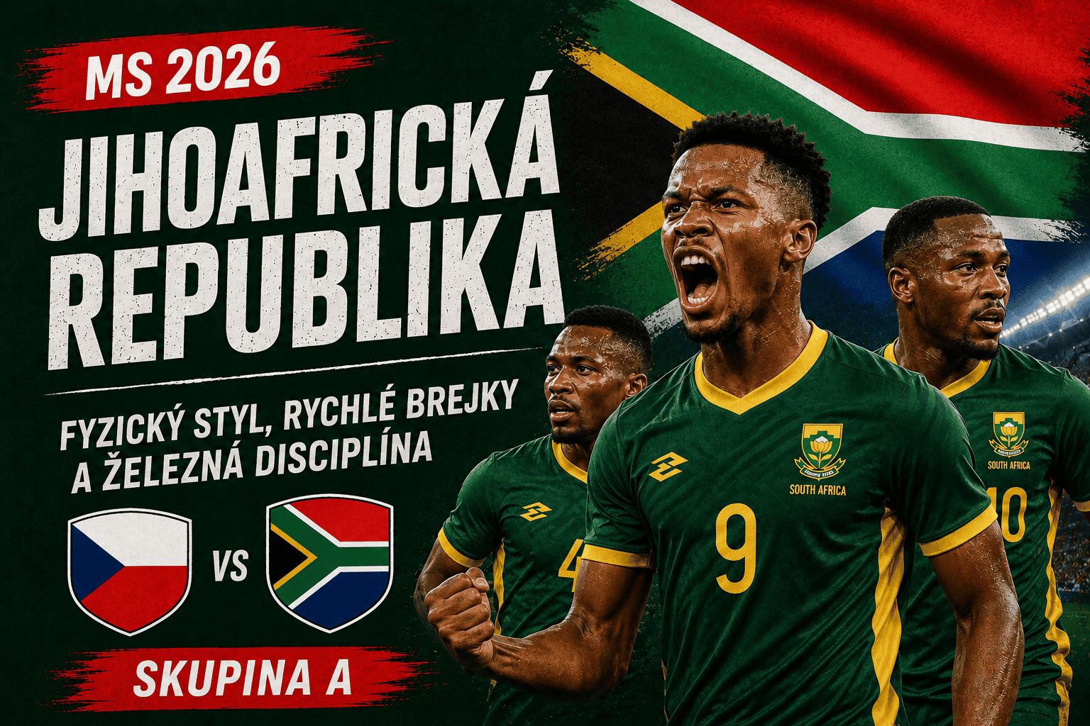 Fotbalová reprezentace JAR – představení týmu na MS ve fotbale 2026, sázky, hráči a zápas s Českem 1 Jihoafrická republika na MS ve fotbale 2026